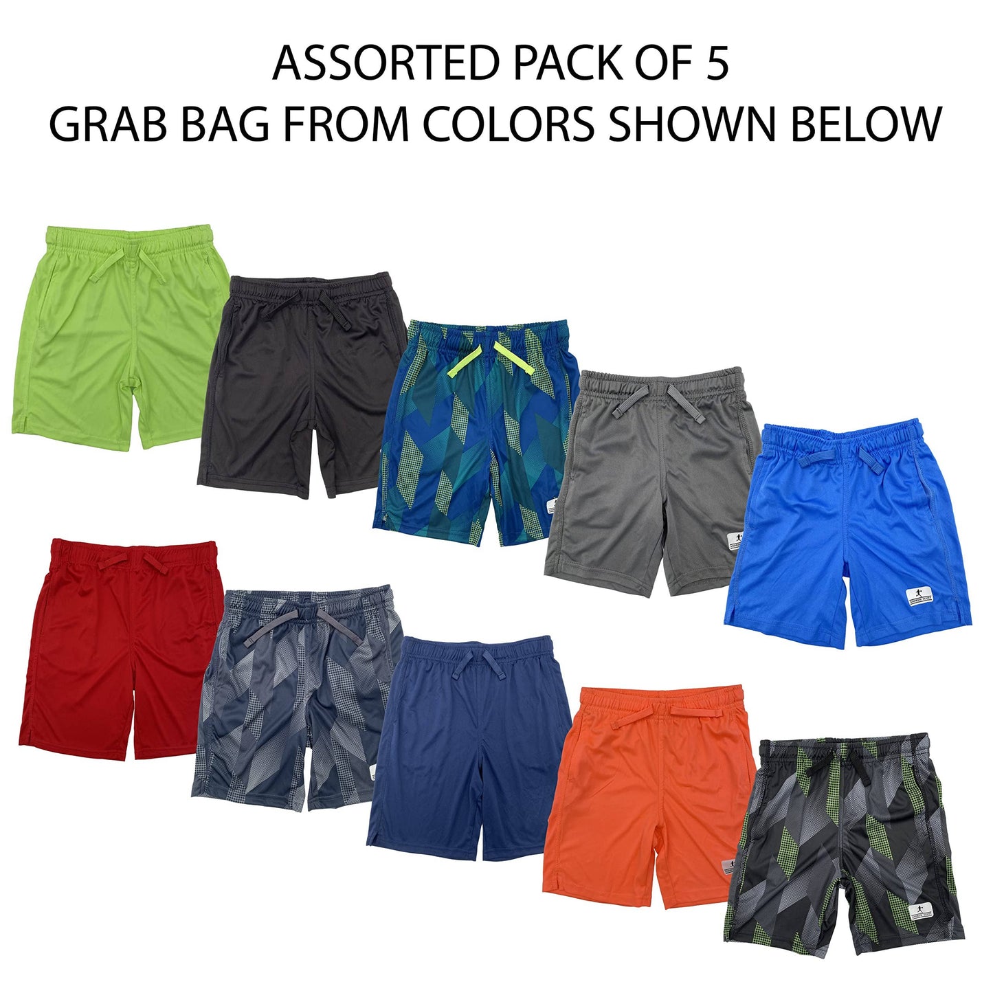 I-Wear Brands - 5 Pack Boy's Dry Fit Athletic Performance Shorts