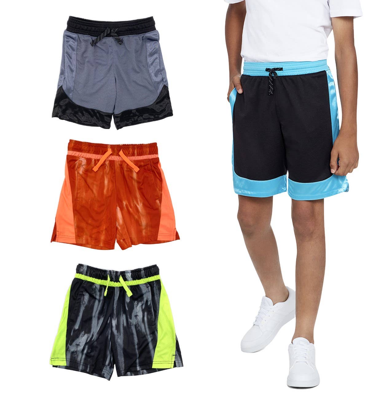 I-Wear Brands - 3 Pack Boy's Dry Fit Basketball Shorts With Pockets