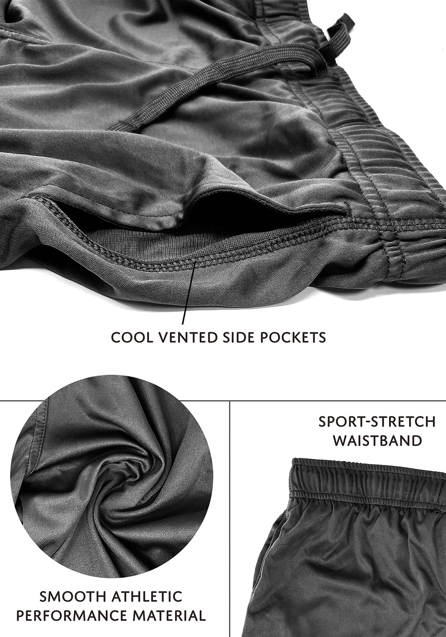 I-Wear Brands - 3 Pack Boy's Dry Fit Basketball Shorts With Pockets